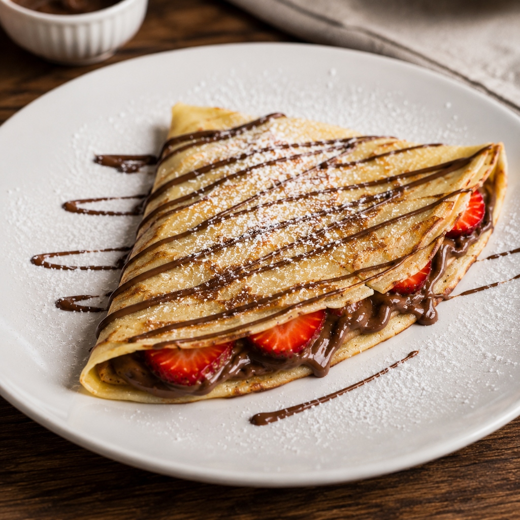 Fotografia real de crepe servido no prato